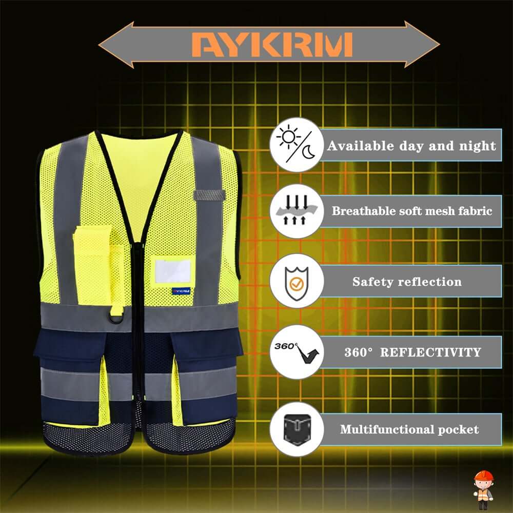 AYKRMHIVIS High Visibility Security Reflective Vest