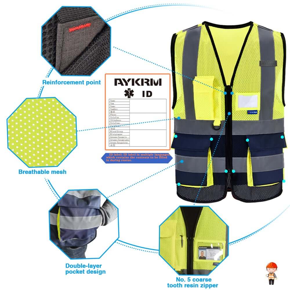 AYKRMHIVIS High Visibility Security Reflective Vest